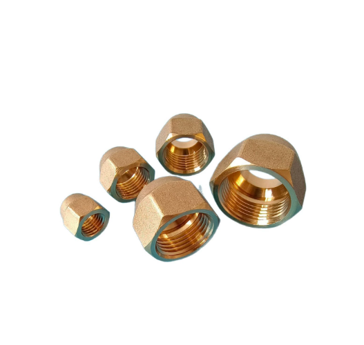Brass Flare Nut for AC Copper Pipe, Hex Refrigeration Fitting HVAC and Refrigeration Systems