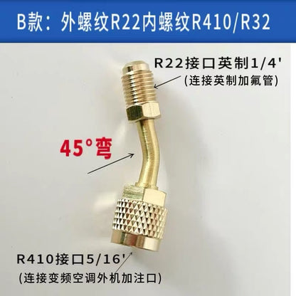 R410 Air Conditioner Refrigerant Conversion Adapter R22 Adapter Liquid Pipe Conversion Head Casting Male Female Air Conditioner